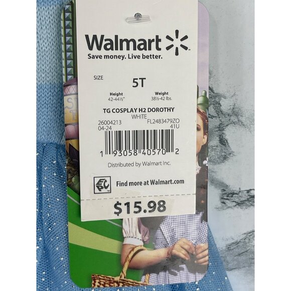 The Wizard Of Oz Dorothy Cosplay Dress 5T White & Blue Acrylic/Polyester - Picture 7 of 9